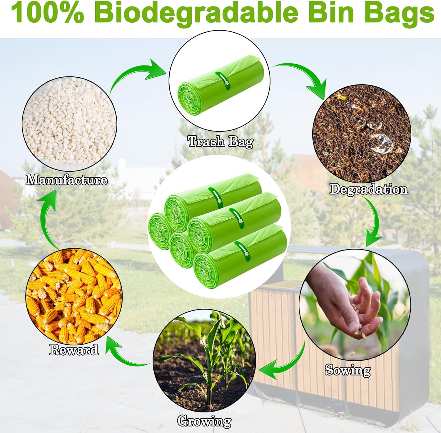 Thumbnail 1 de XOTOZO 30L compostable bin liners, 100 bags