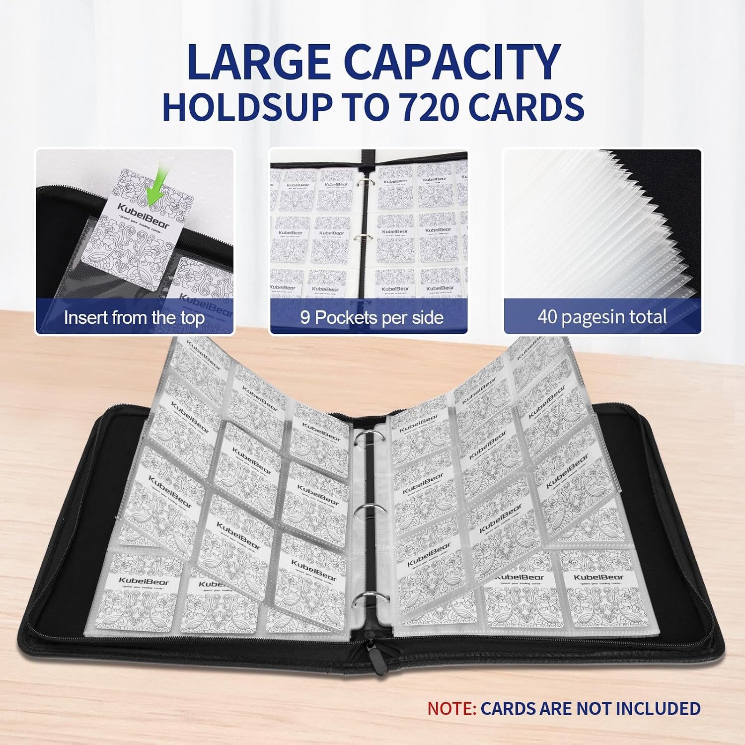 Detalle de Card Binder 720 Capacity Zippered 9-Pocket 🎴
