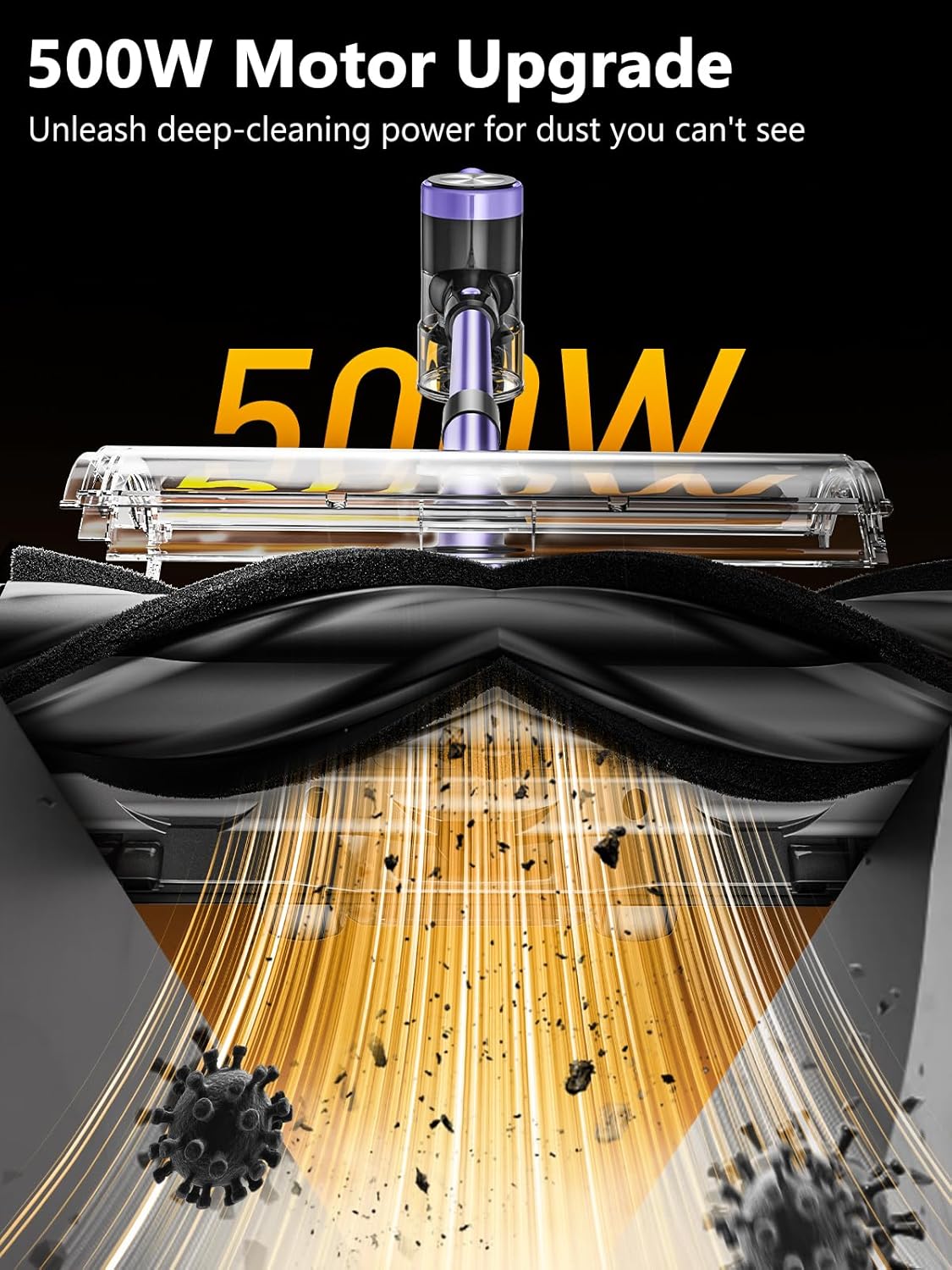 Thumbnail 6 de SUXIANGVAC Cordless Vacuum Cleaner (48KPa/500W, up to 55 mins) with Self-Standing, Wall-Mount Charging & LED Display - Purple