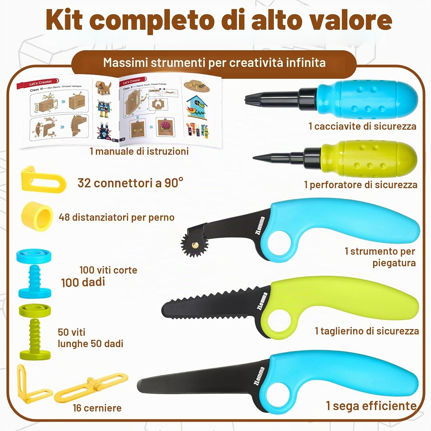 Thumbnail 5 de ZLemma Set di 401 Kit di Costruzione per Bambini con anello di sicurezza ZLEMMA – Fai-da-te sicuro e creativo