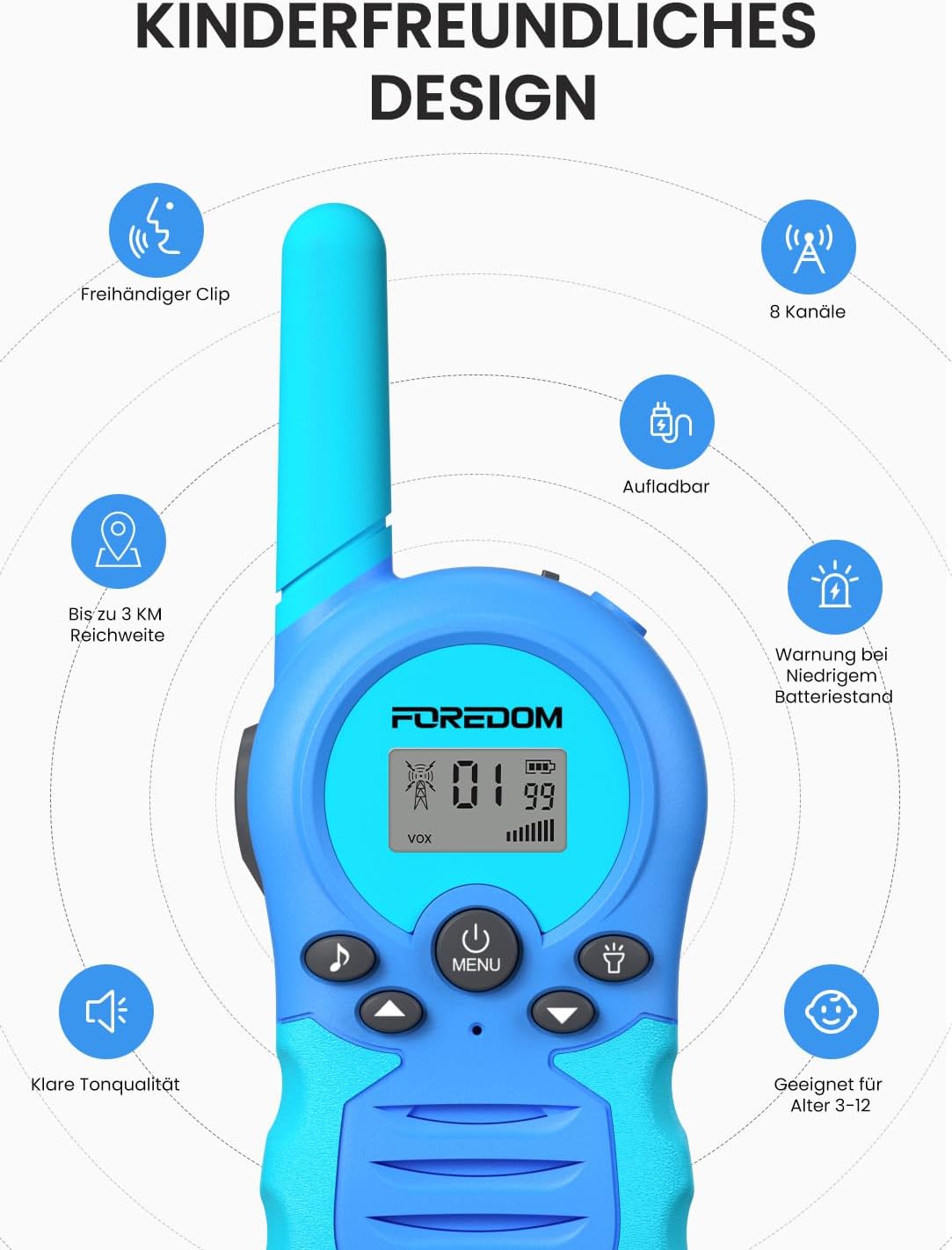 Thumbnail 3 de FOREDOM Walkie Talkies Kinder 2er Set