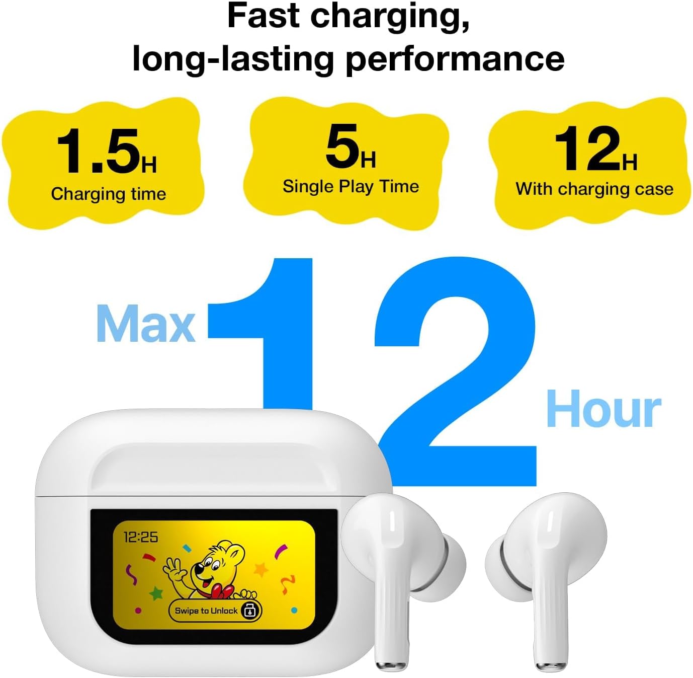Thumbnail 2 de HARIBO Bluetooth Kopfhörer In-Ear mit LCD-Touchcase – Gelb (Gummy Bear Style)