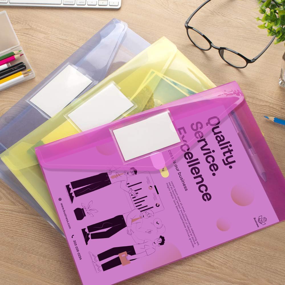 Thumbnail 6 de Sooez SZA1310 File Folders, 5-Pack Letter/A4 Poly Envelopes with Label Pockets