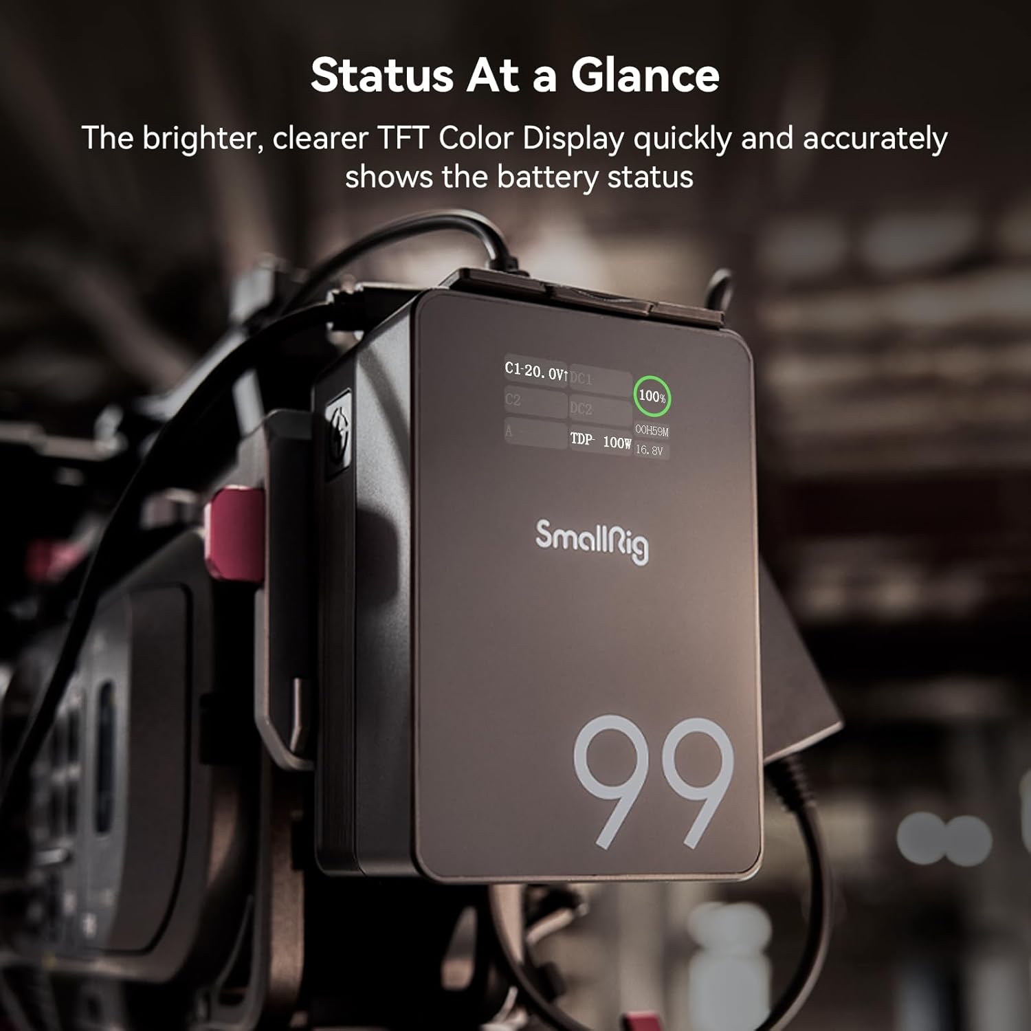 Detalle 2 de SmallRig Mini Batteria V-Mount VB99 Pro (4292) con USB-C PD fino a 100 W, D-TAP e uscite DC