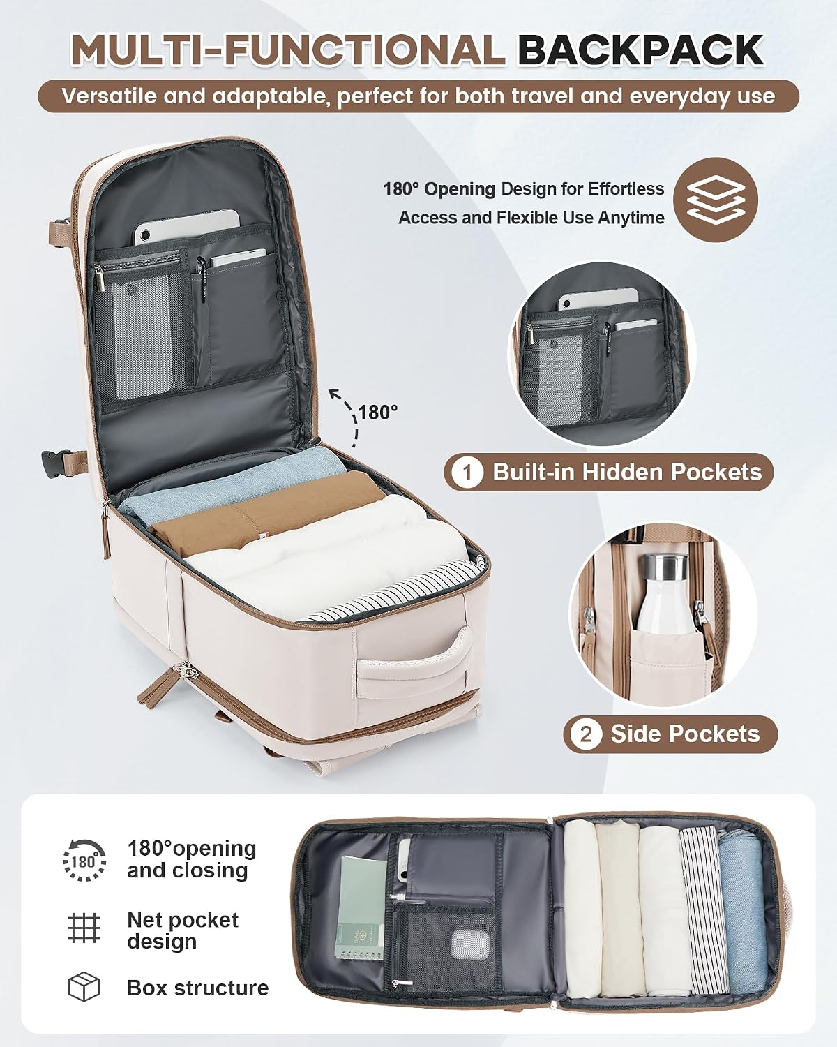 Detalle de HPLQQ Vacuum Backpack Travel Bag with Pump – Ryanair and Easyjet underseat cabin backpack (40x30x20cm)