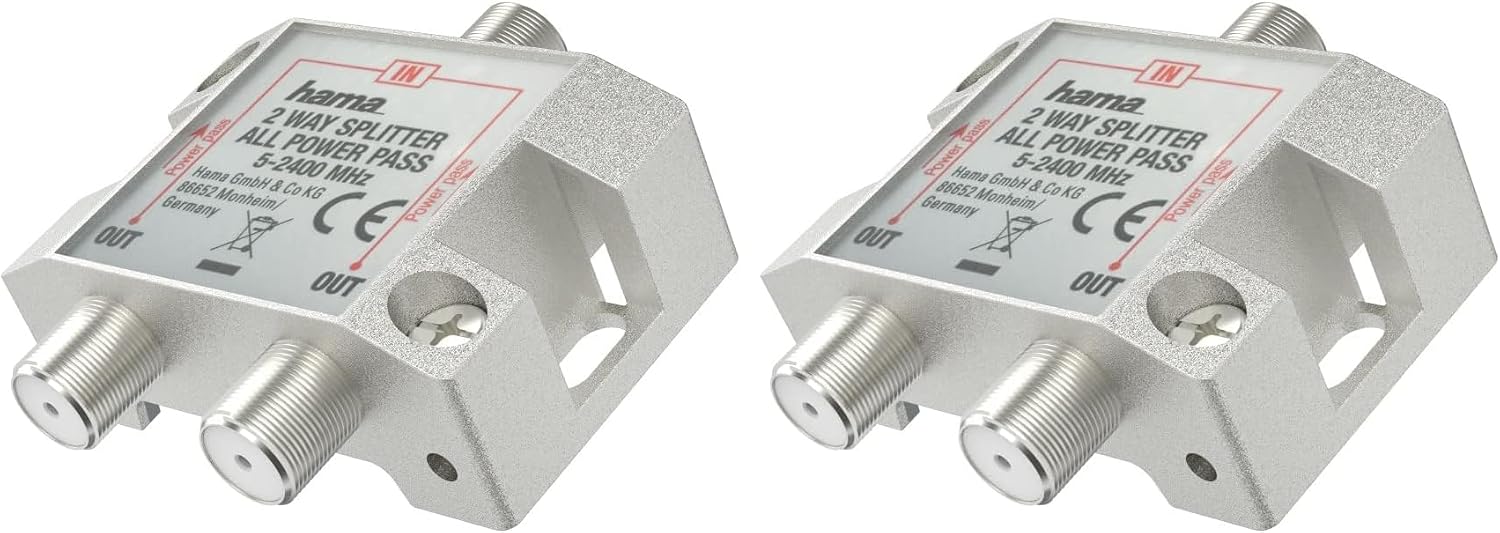 Detalle 2 de Hama SAT-Verteiler, 2-Fach, voll geschirmt – robuste HDTV-Verteilung