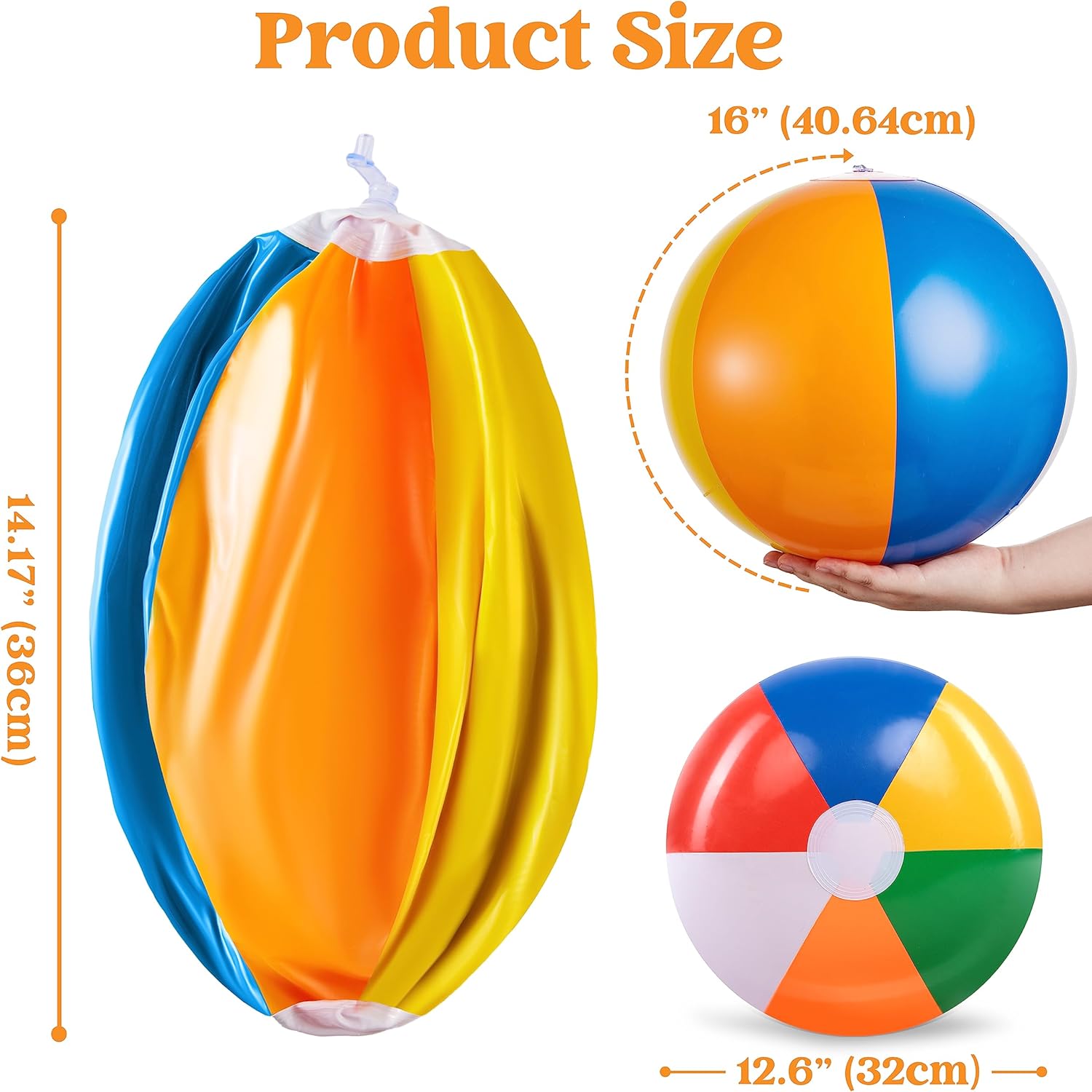 Thumbnail 4 de JOYIN 12 Pack Rainbow Inflatable Beach Balls (12"/16") for Pool Games & Party Favour Sets