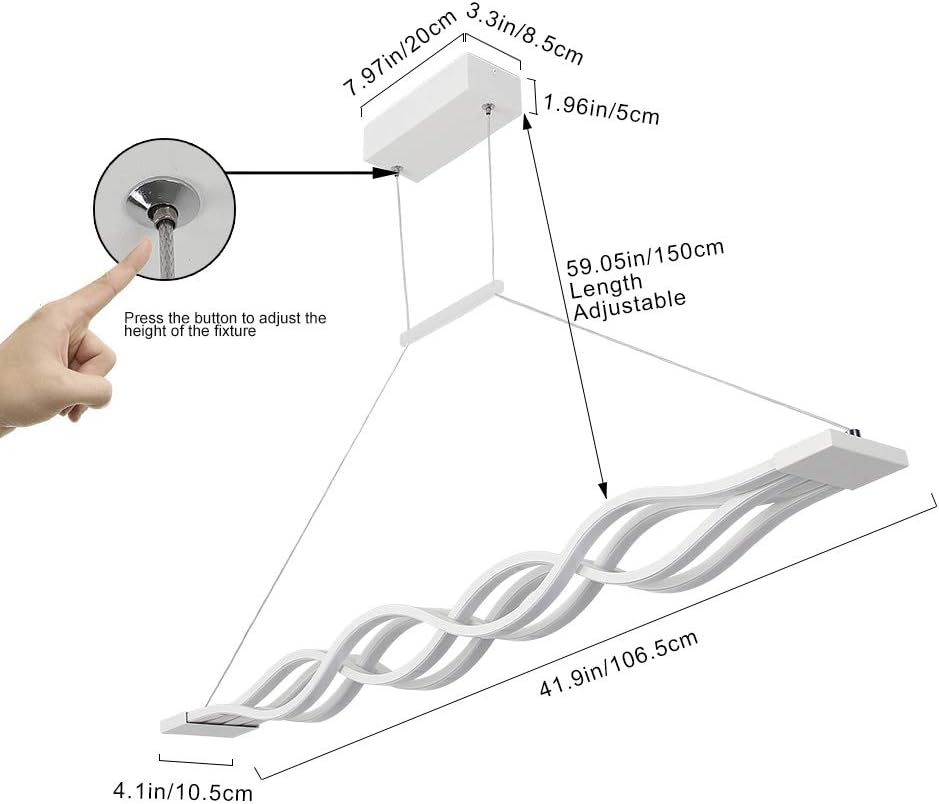 Detalle 2 de LIUSUN LIULU® Suspension LED Dimmable Moderne – Lustre réglable 3000K–6000K pour Cuisine, Salle à Manger et Salon