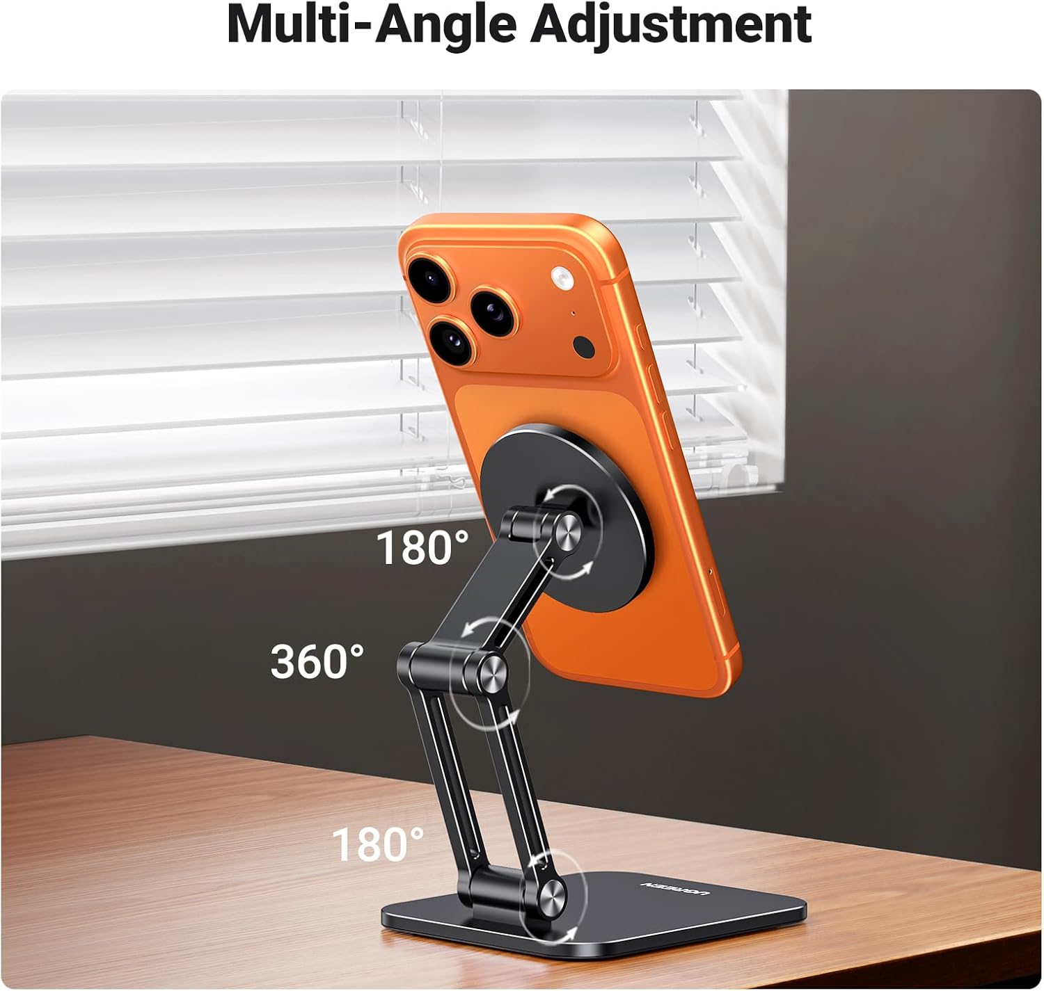 Thumbnail 3 de UGREEN Magnetic Phone Stand, Foldable Aluminium, 360° Rotation, Adjustable Arms