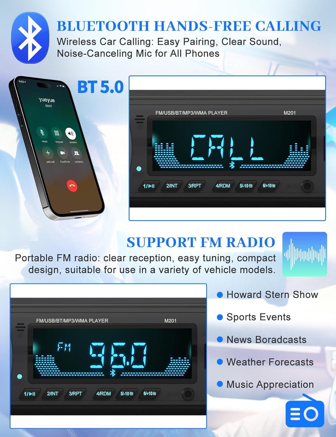 Thumbnail 2 de NORHOM Single Din Bluetooth Car Stereo