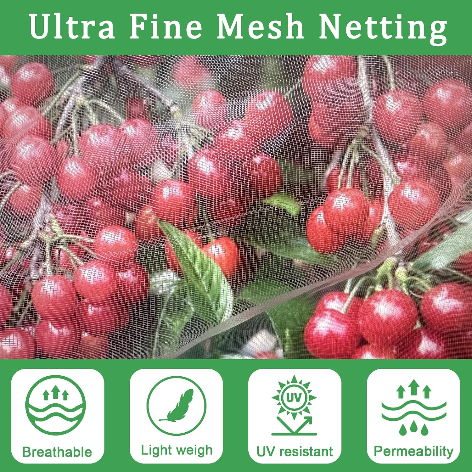 Thumbnail 4 de 2Pack 3x3m Insect Netting Bag with Zipper and Drawstring – Fruit Tree Netting for Protecting Blueberry Flowers and Plants
