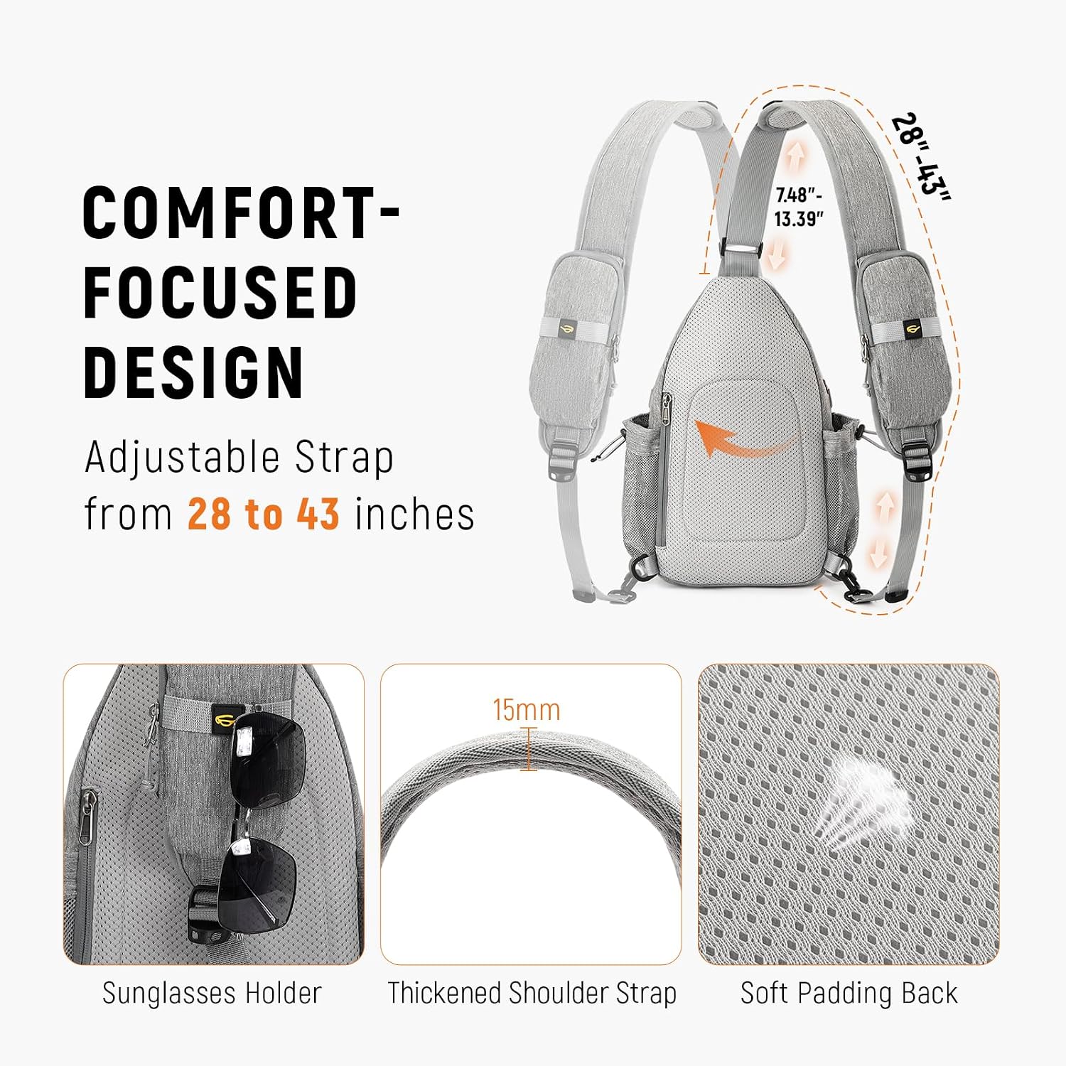 Detalle de SKYSPER anti-theft RFID sling bag crossbody travel bag with multiple compartments