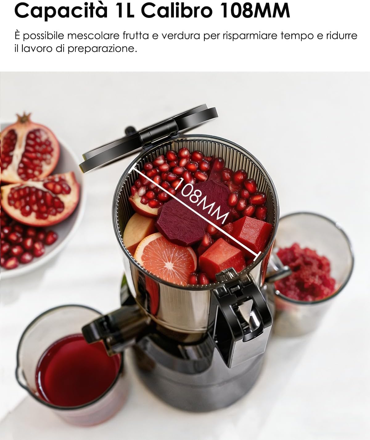 Thumbnail 1 de Fretta Estrattore di succo per frutta e verdura, apertura 108 mm, 1 L, 200 W - centrifuga lenta, senza BPA