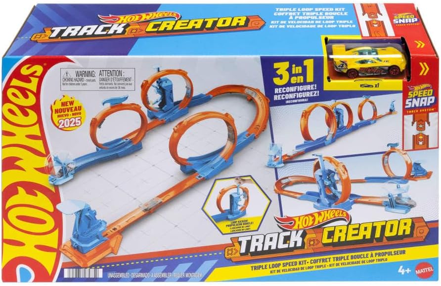 Hot Wheels Track Creator Triple Loop Pack with 1:64 Scale Vehicle (JDW39)