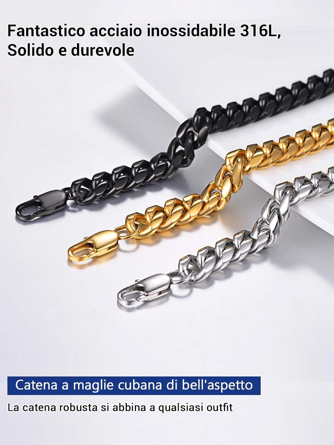 Thumbnail 6 de PROSTEEL Collana Uomo a Catena Cubana Barbazzale Grande Robusta – lunghezze 35–75 cm