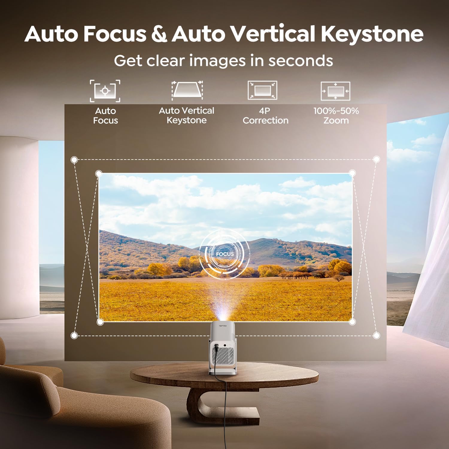 Detalle 1 de TOPTRO TP1 4K Smart Projector 800 ANSI