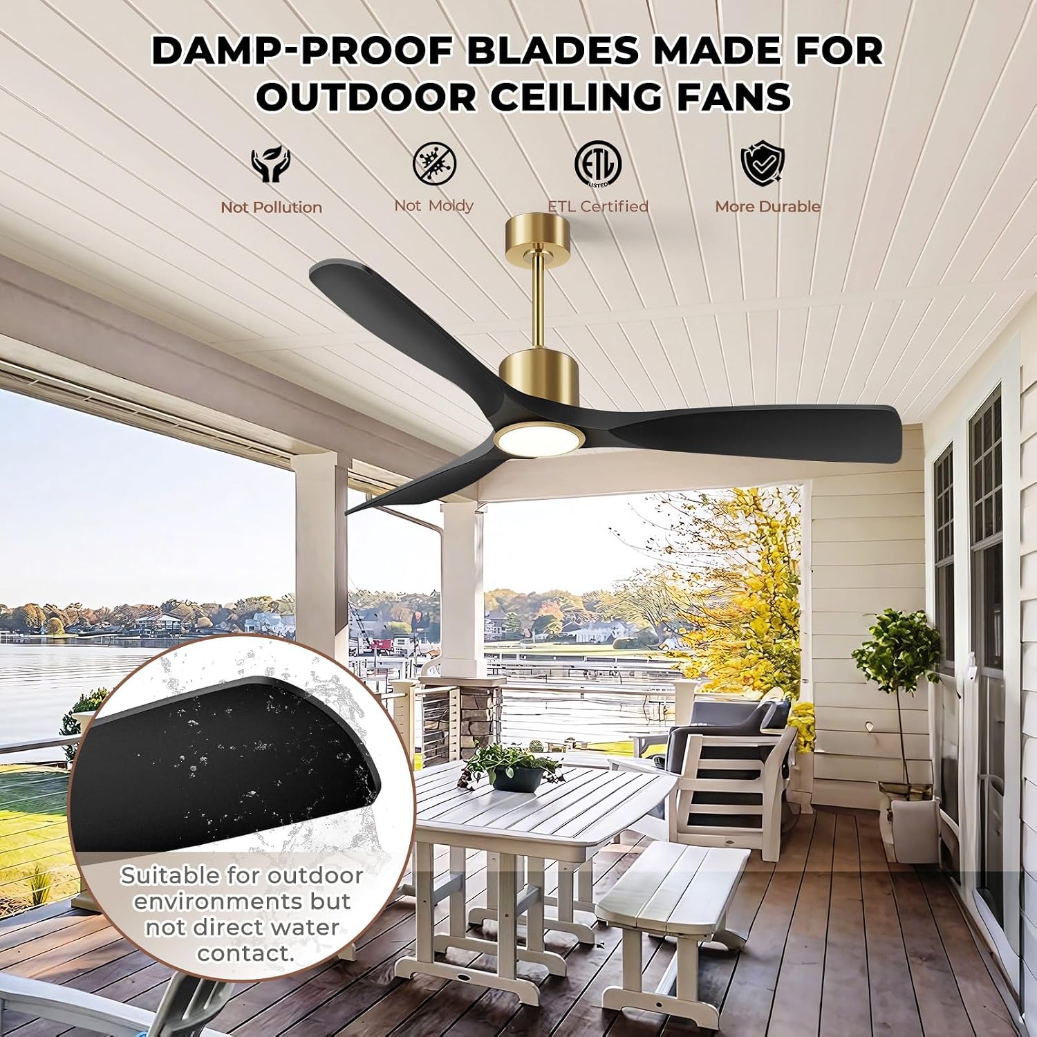 Detalle 1 de BOOSANT 102L-52 52-Inch Ceiling Fan with Dimmable LED Light and Remote