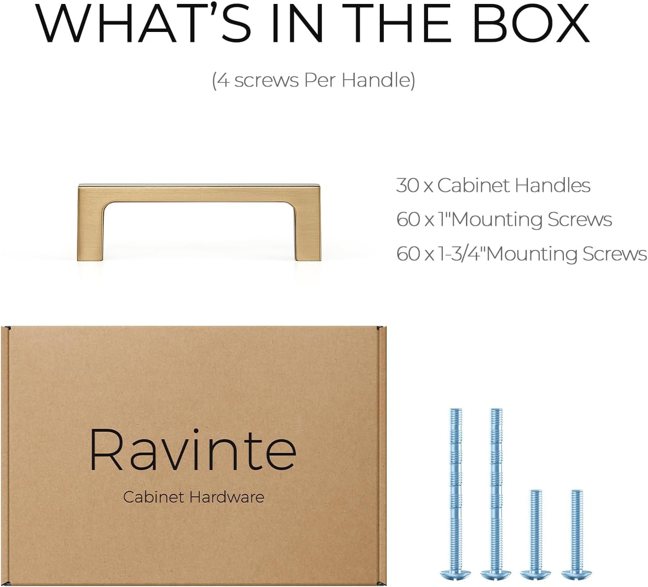 Thumbnail 4 de Ravinte J100XFX76XBT30 Cabinet Pulls, Champagne Bronze, 3-Inch, 30-Pack