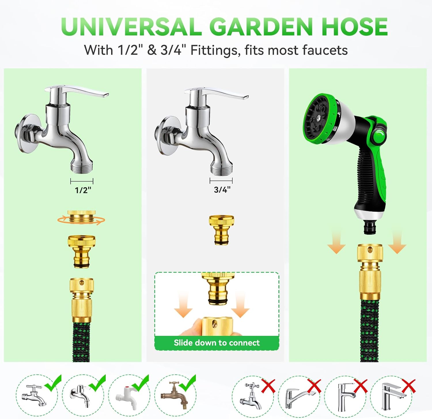 Detalle 2 de Yofidra Expandable Garden Hose 100ft with 10-Function Spray Nozzle