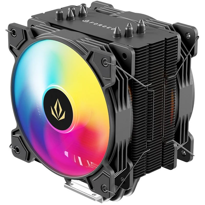 Detalle 2 de Forgeon Air Solarian 5Pipes 2x120mm ARGB CPU Cooler Negro: rendimiento y estilo para la gama media