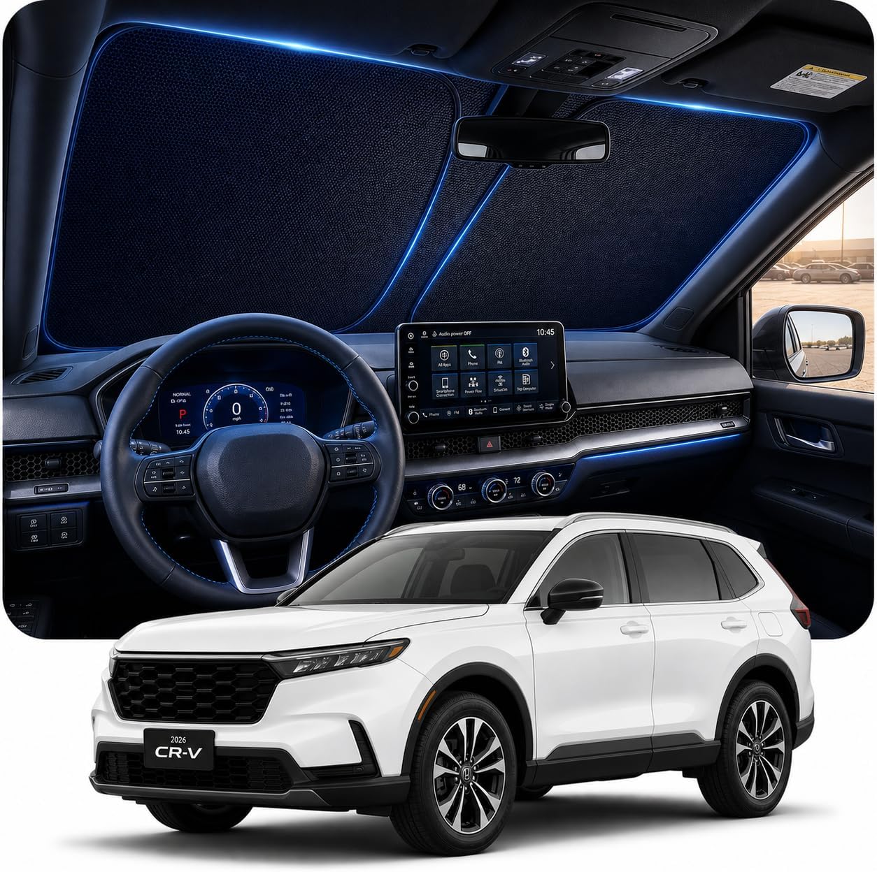 Detalle de DooGooCoo 2026 Upgraded Windshield Sun Shade for Honda CR-V (2023-2026) – Custom Fit