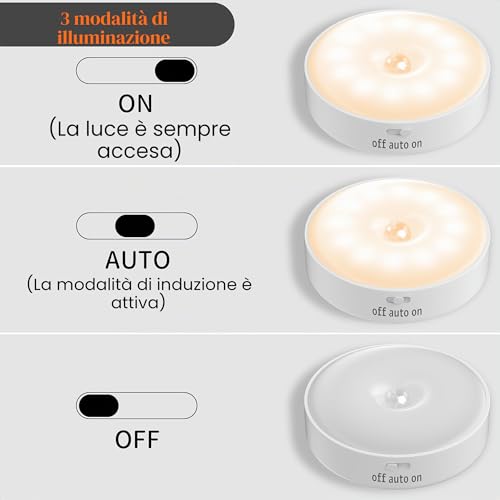 Thumbnail 4 de Luci wireless con sensore di movimento daphomeu — confezione da 6 LED ricaricabili USB per interni