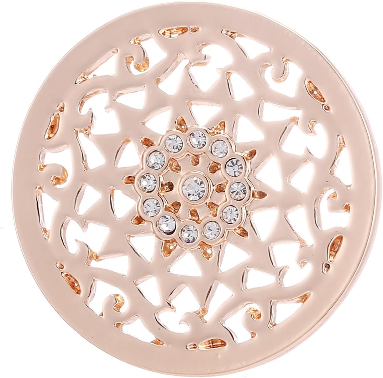 Detalle de Morella Collana Donna 70 cm in Acciaio Inossidabile Oro Rosa con Ciondolo Coin Ø33 mm – Set con Amuleto intercambiabile