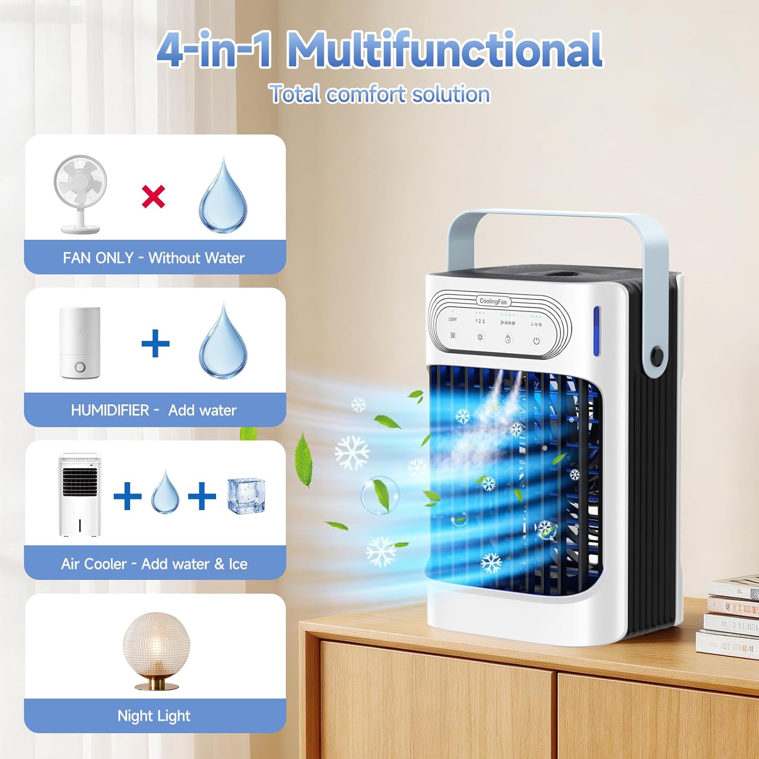 Thumbnail 2 de XTTANK Portable Air Cooler with 800ml Tank: 4-in-1 Mini Evaporative Cooler for Home, Office or Travel