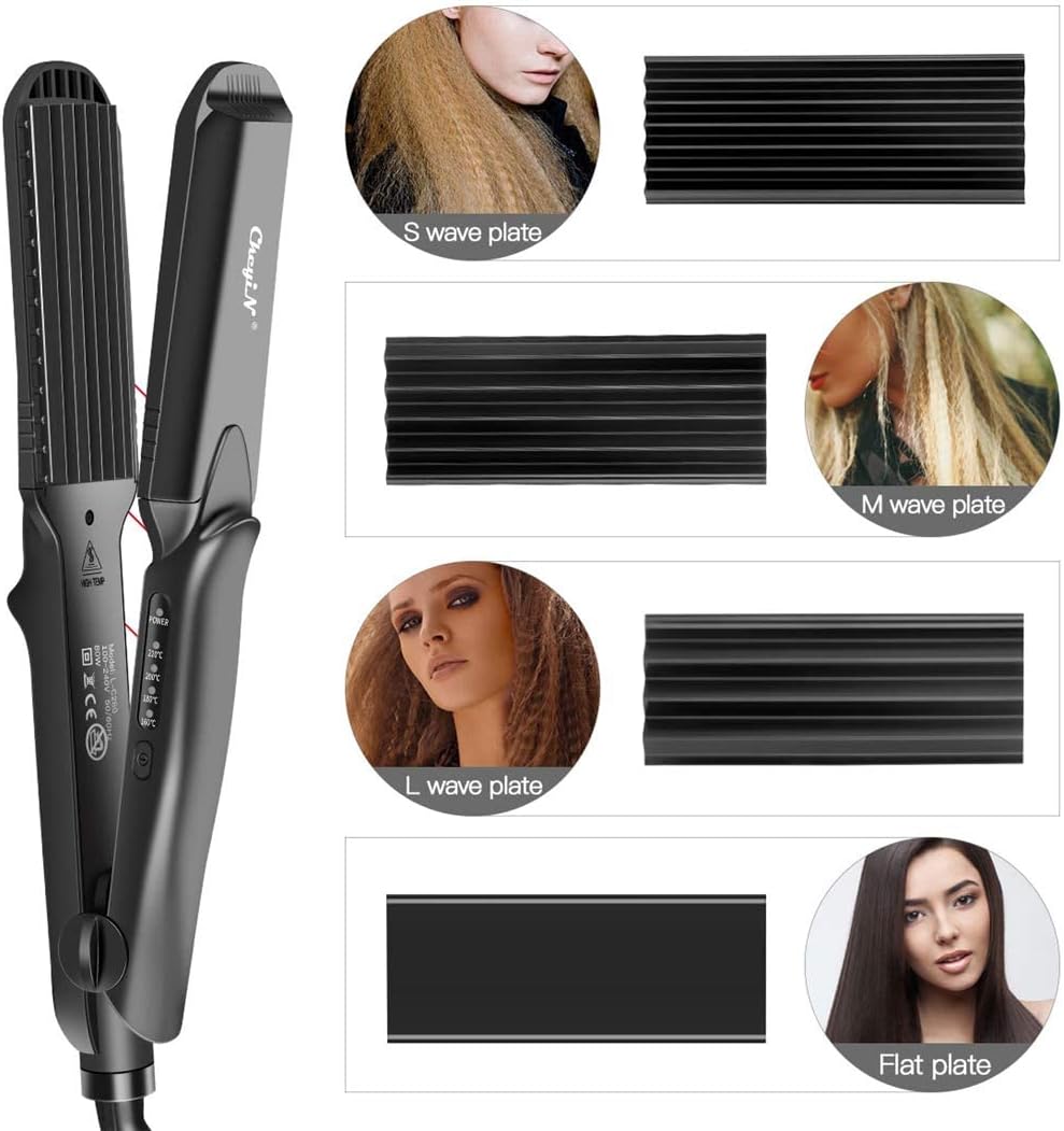 Detalle de CkeyiN Kreppeisen 4-in-1 Haarglätter & Multistyler mit Keramikplatten
