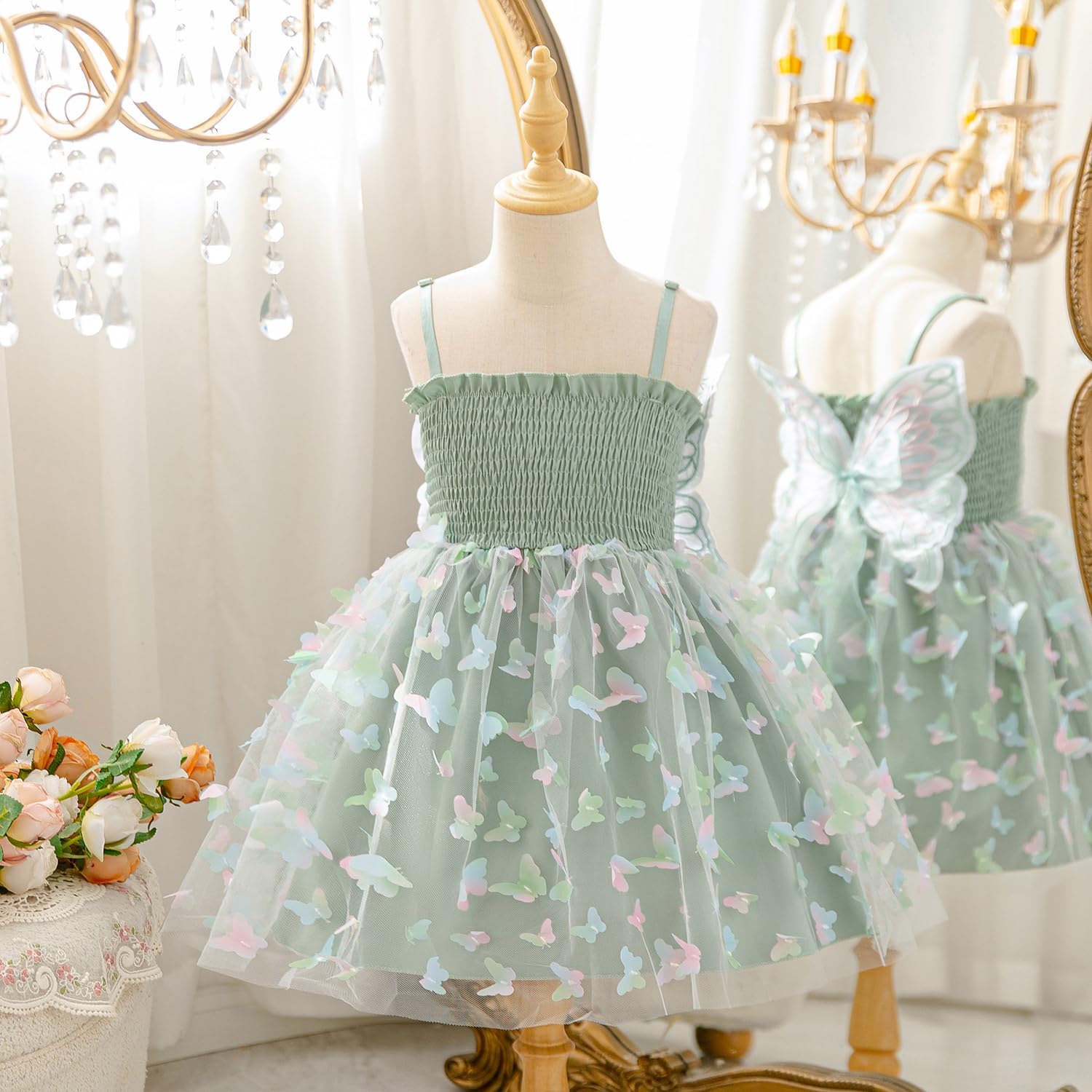 Detalle de NNJXD Baby Girl Rainbow Tulle Dress: Fairy Butterfly Party Dress for Toddlers