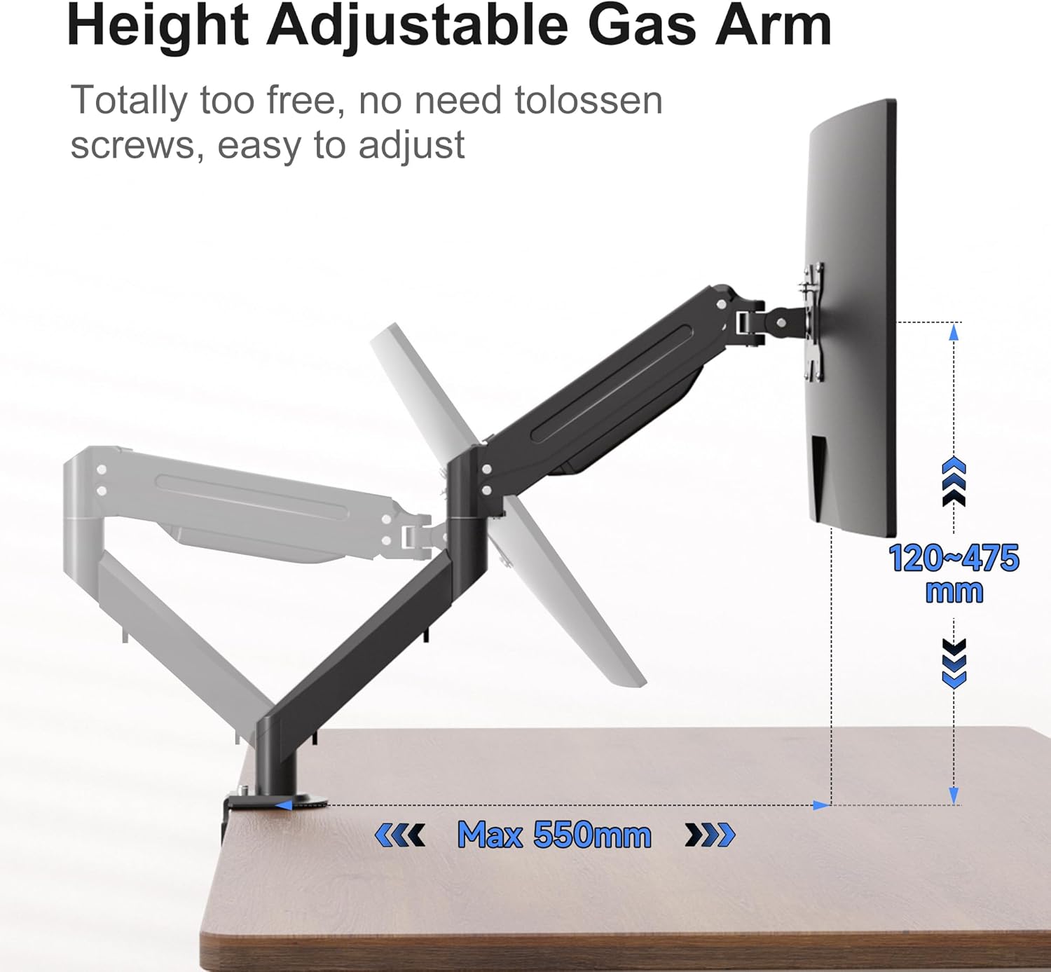 Thumbnail 5 de Suptek Single Monitor Arm Gas Spring 10kg