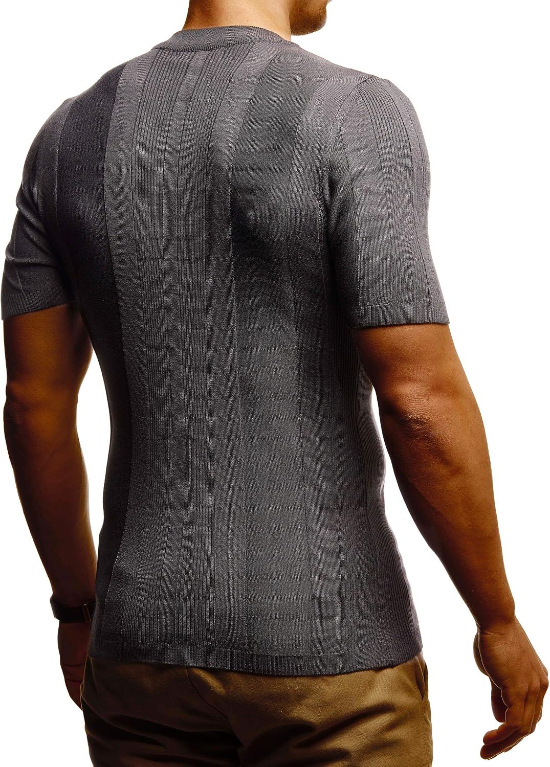 Detalle de Leif Nelson Maglietta da uomo a maniche corte, scollo rotondo, vestibilità slim – versatile per sport e tempo libero