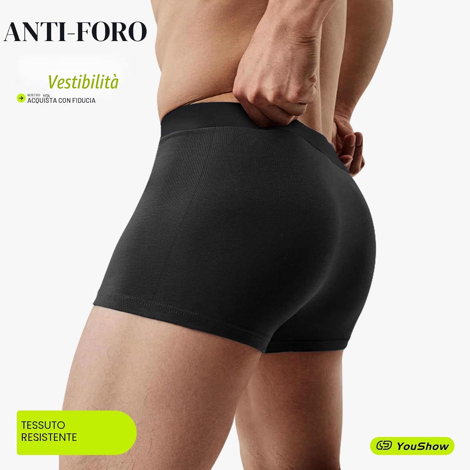 Detalle 2 de YouShow Boxer da Uomo in cotone senza etichette (confezione 6/12 pezzi) elasticizzati