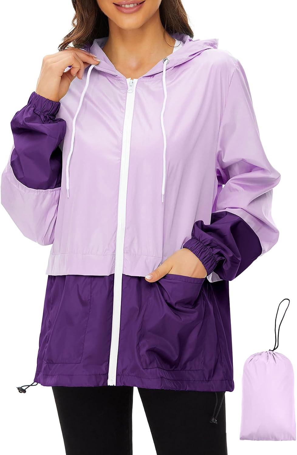 Detalle de Zando Lightweight Rain Jacket Women Waterproof – Packable Hooded Rain Coat for Travel and Outdoors