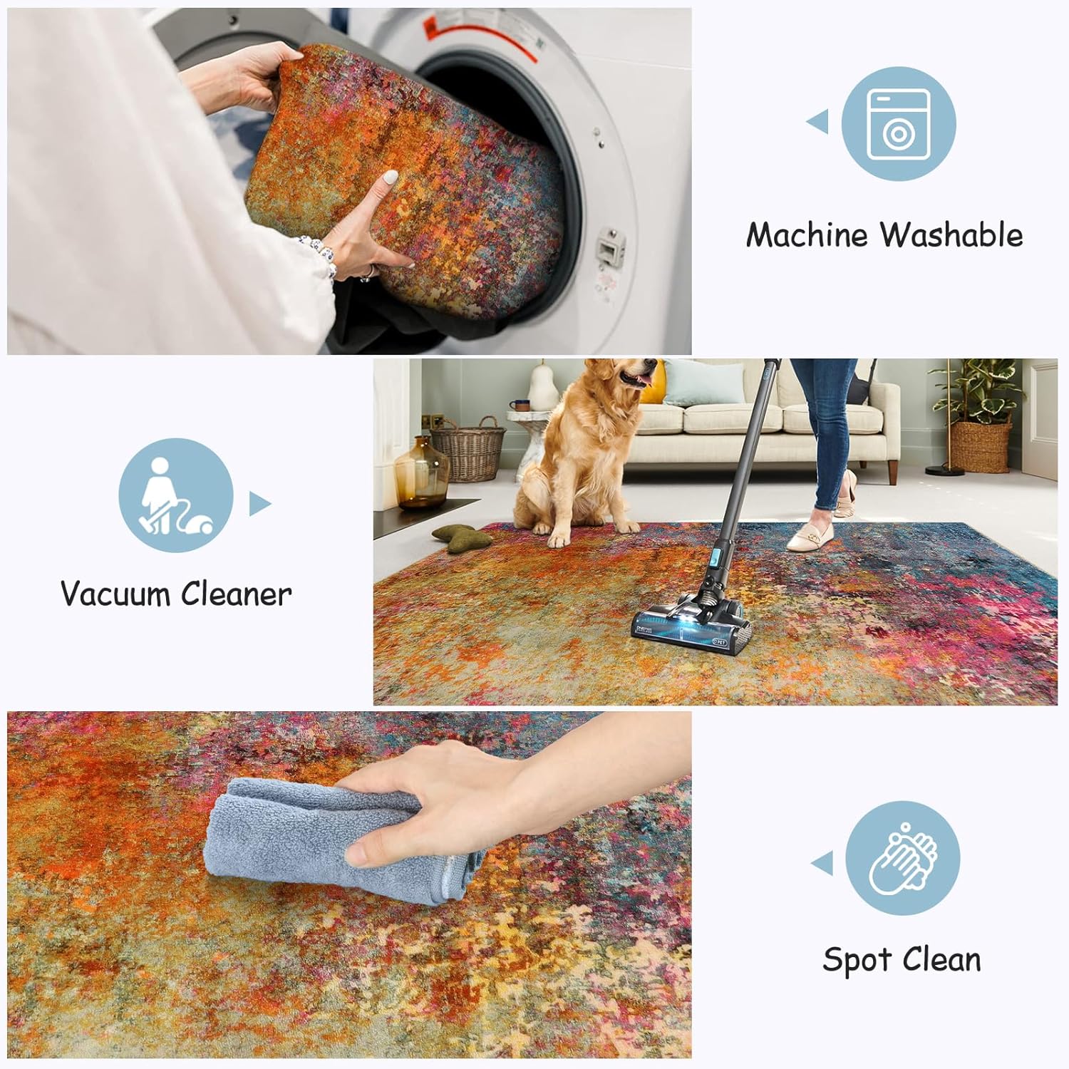 Detalle 2 de Lahome Abstract Area Rug 5x7 Low Pile