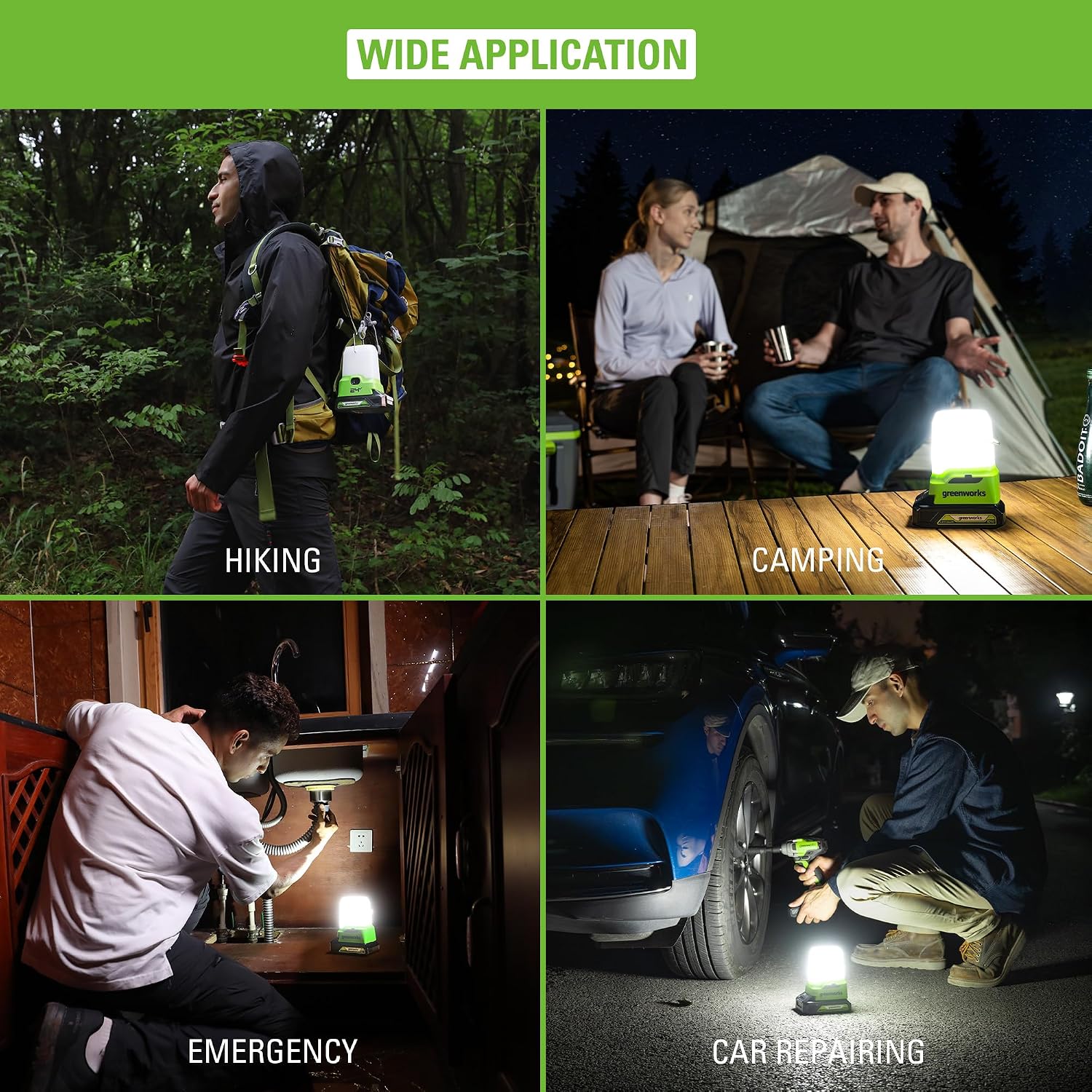 Thumbnail 6 de Greenworks G24LA500 lantern and camping light with hanging hook (500 lumens) – USB and Type C outputs (tool-only)