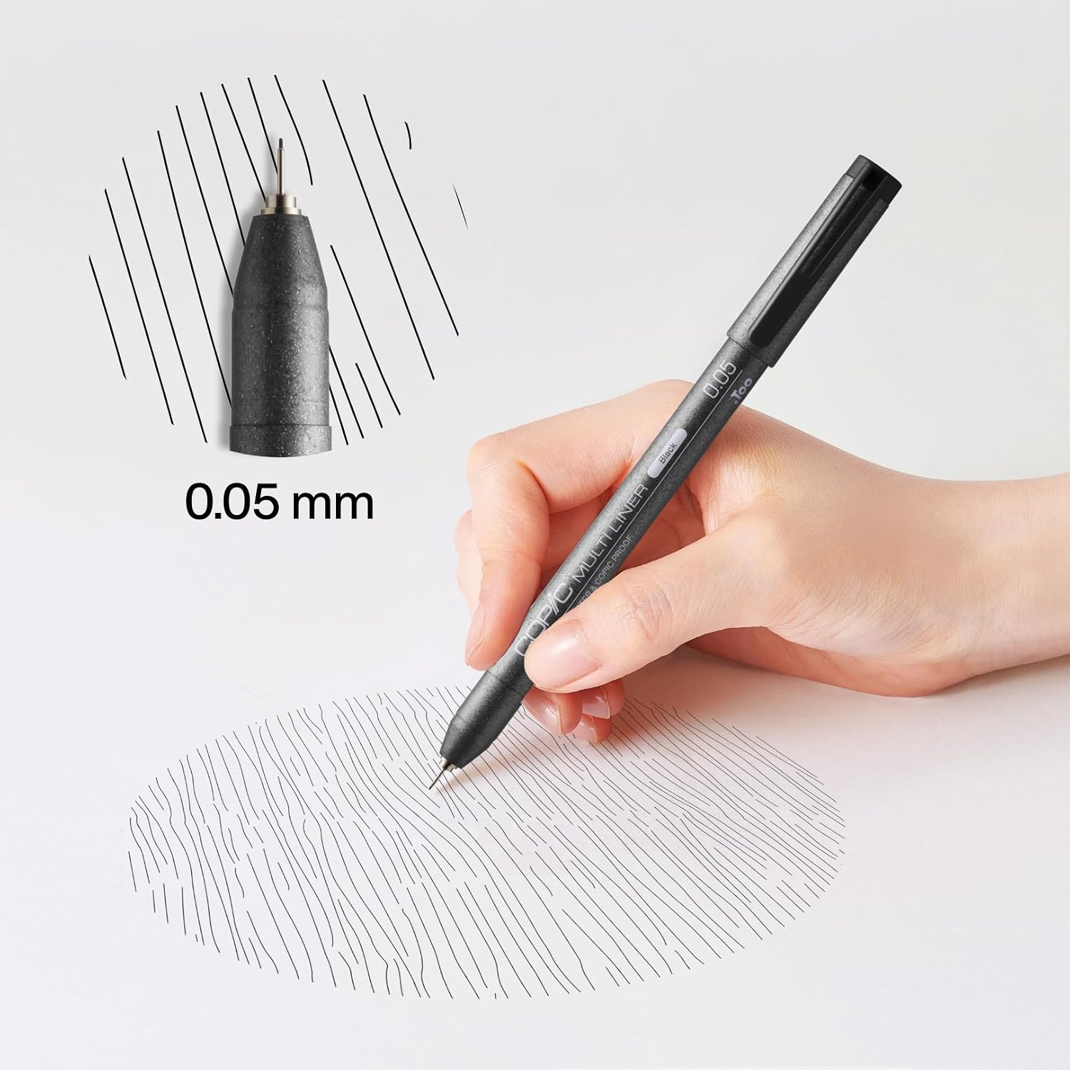 Detalle 2 de Copic Multiliner MLB005 fineliner, svart 0,05 mm med vatten- och alkoholbeständigt bläck