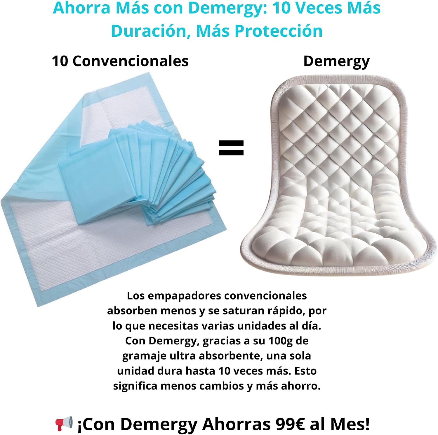 Detalle 2 de DEMERGY® Empapadores Ultra Gruesos 60x40 cm 🐶 20 U, Máxima Absorción