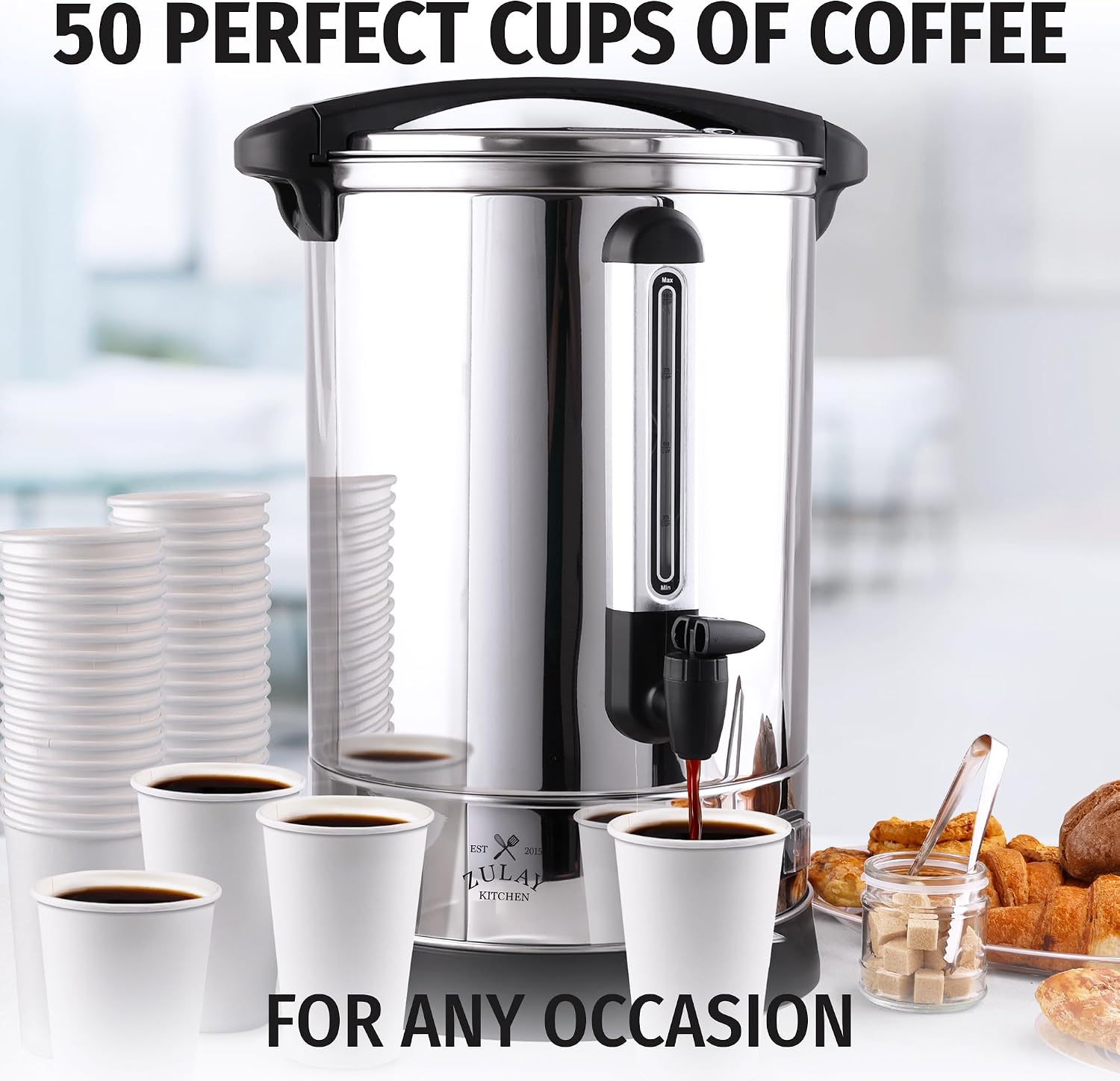 Thumbnail 5 de Zulay Kitchen Coffee Urn 50-Cup Stainless Steel Commercial Percolator