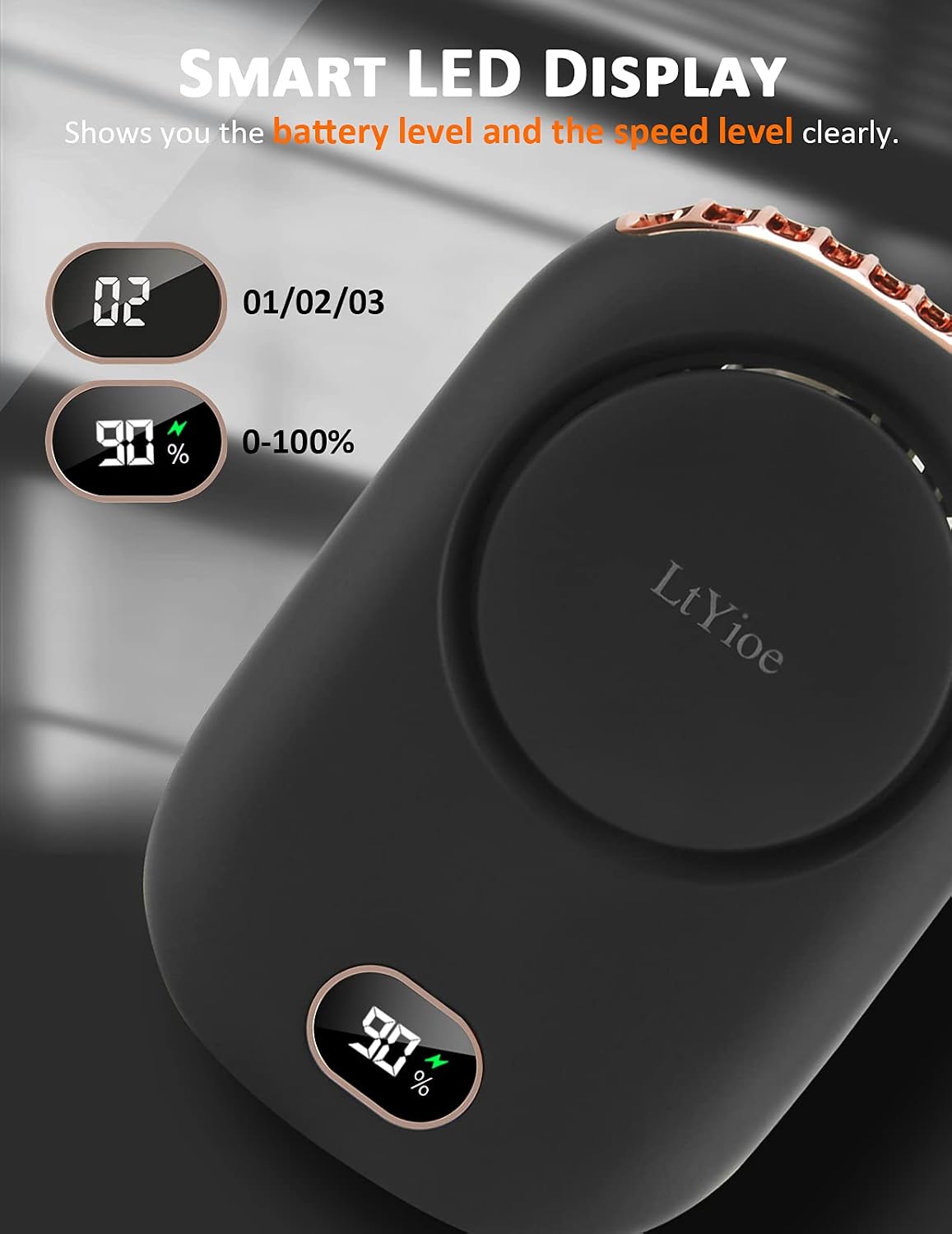 Thumbnail 4 de LtYioe Handheld Mini Fan – Rechargeable Personal Eyelash Fan with Strong Airflow and LED Display