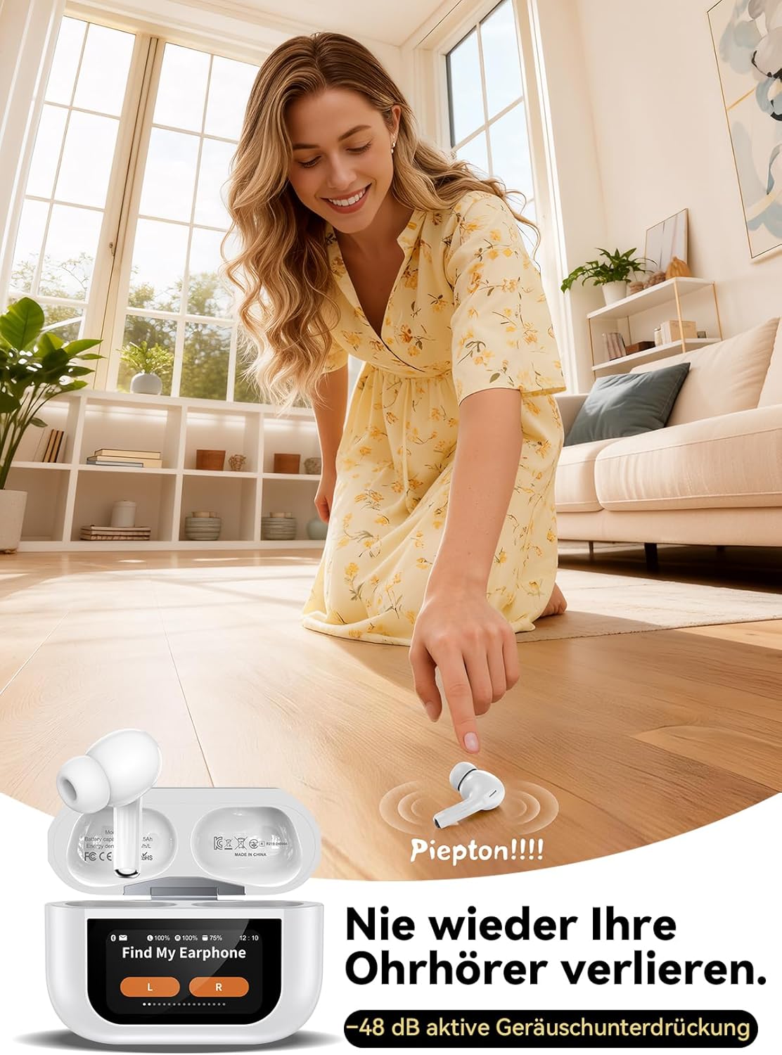 Thumbnail 4 de ZZU Kabellose Bluetooth-In-Ear Kopfhörer mit ANC & ENC, Smart Touch-Ladecase, 48 Std. Laufzeit (Weiß)