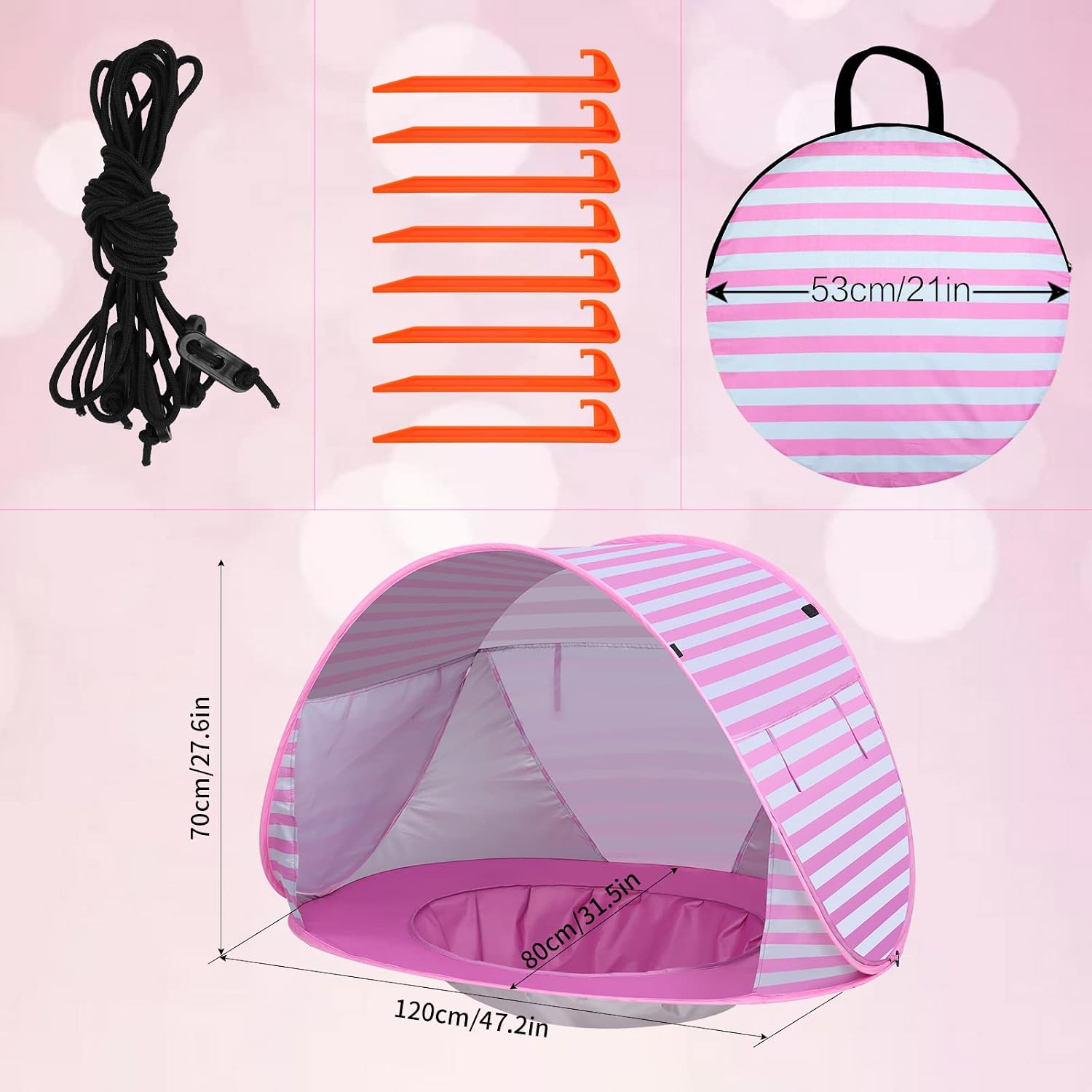 Thumbnail 5 de Pop up Beach Tent with UV Protection for Babies (Pink)