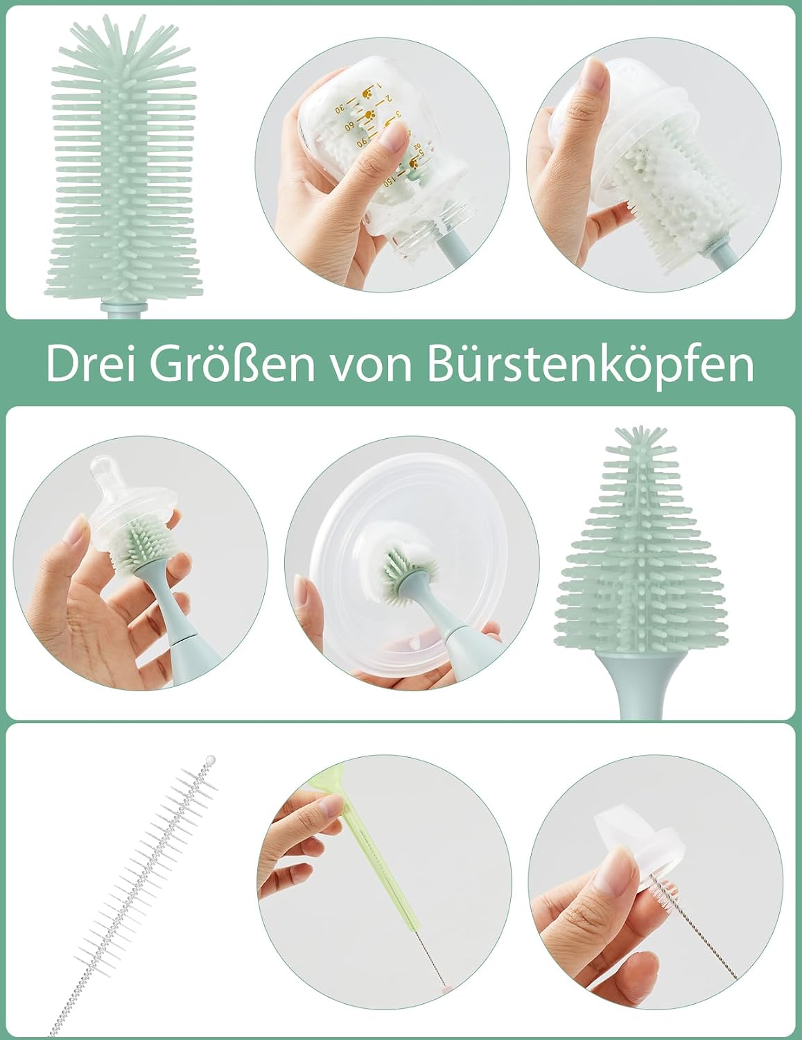 Thumbnail 2 de Momcozy Baby Flaschenbürste Set mit Druck-Schaumtechnologie – 360° Reinigung, BPA-frei
