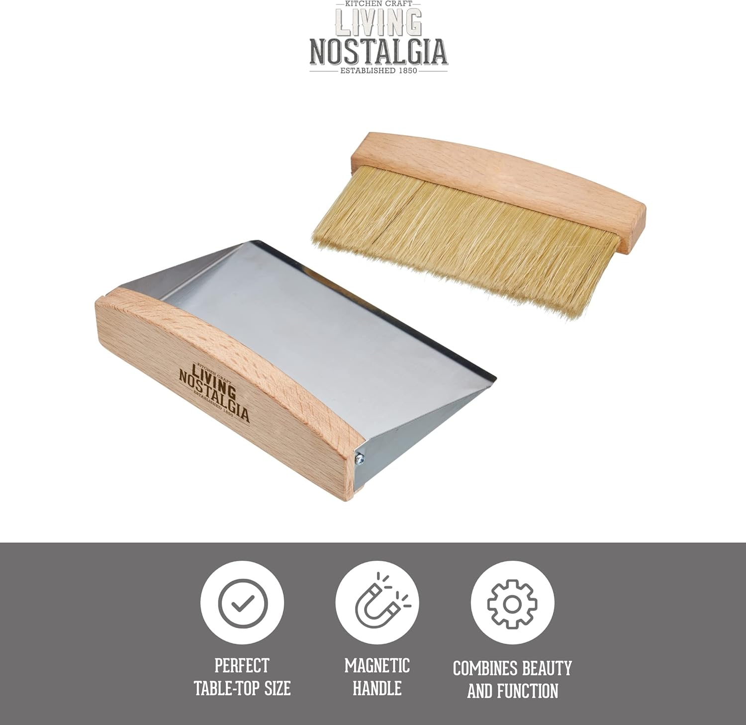Detalle de KitchenCraft Living Nostalgia – Petite Pelle et Balayette de Table (16 x 11 x 14 cm)