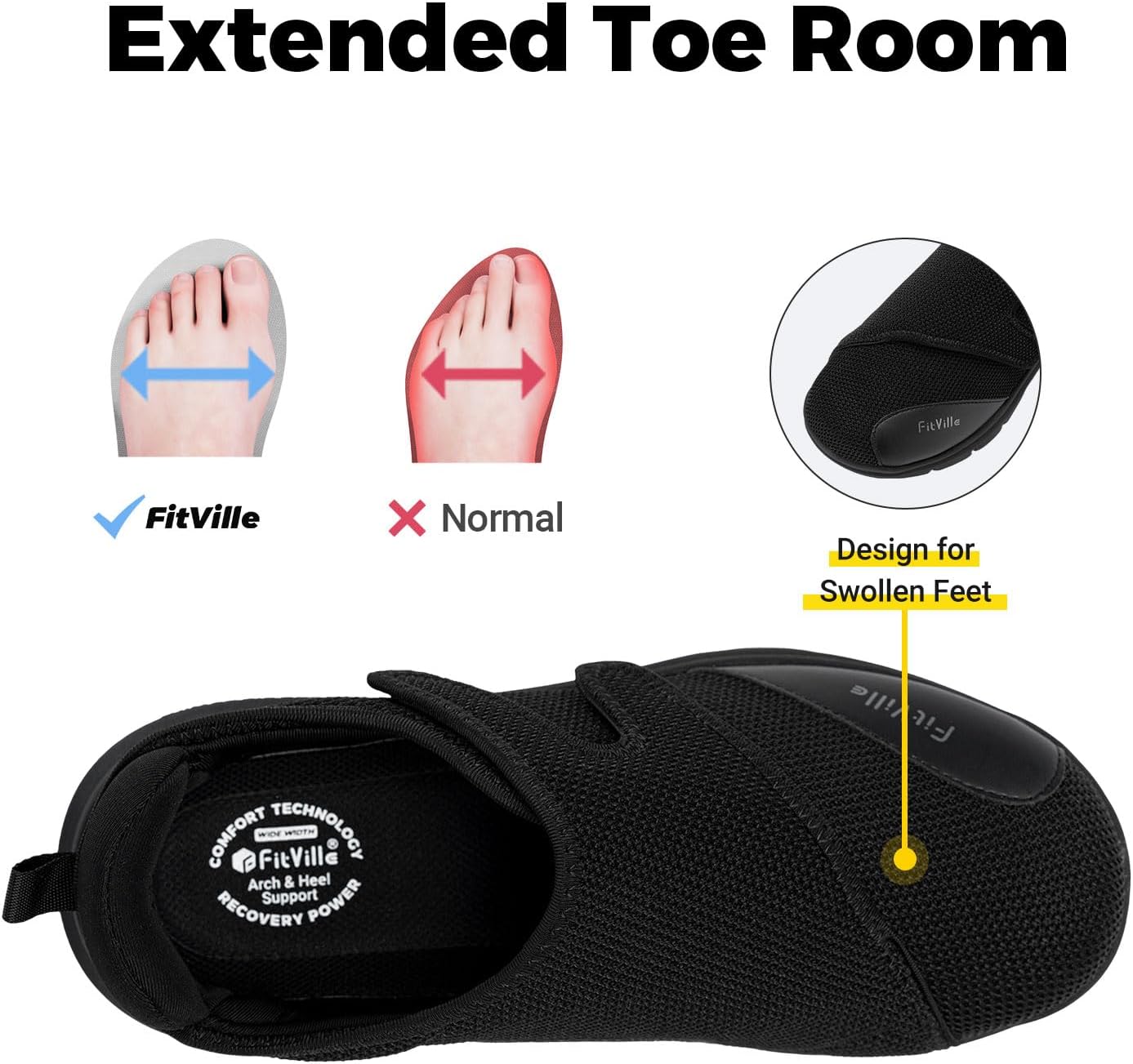 Thumbnail 1 de FitVille Scarpe Diabetici Uomo Extra Larghe: Comfortevoli, Ergonomiche e Regolabili
