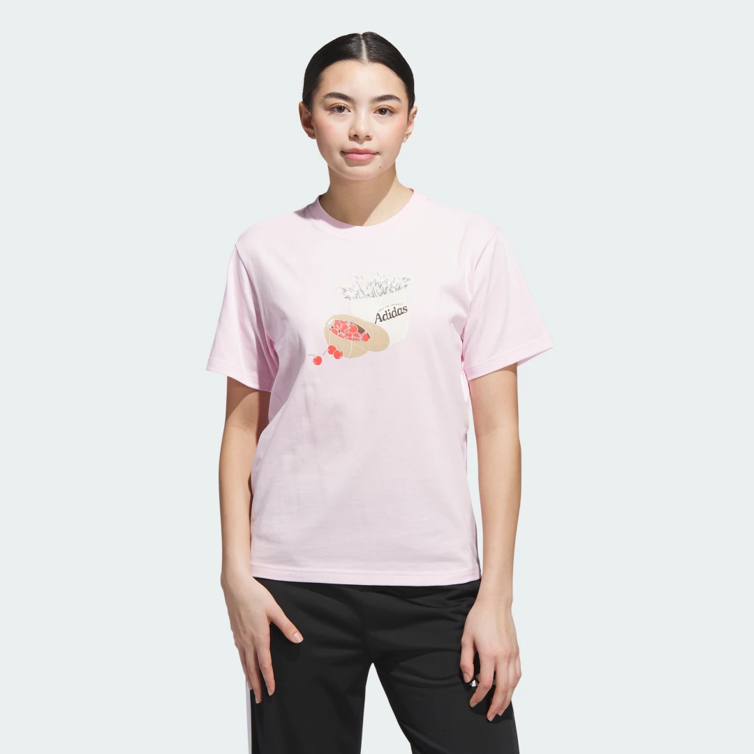 Detalle de Adidas Camiseta estampada Farmers Market – rosa