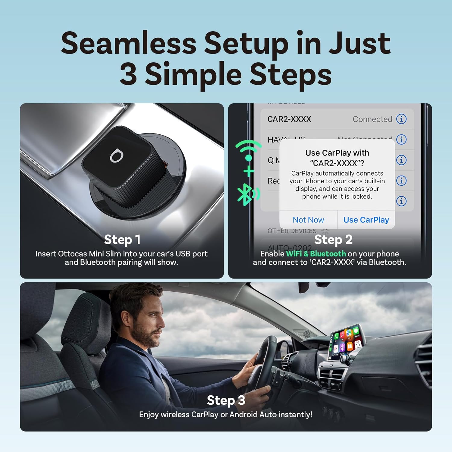 Detalle 2 de OTTOCAST Mini Cube 3.0 Wireless CarPlay Adapter