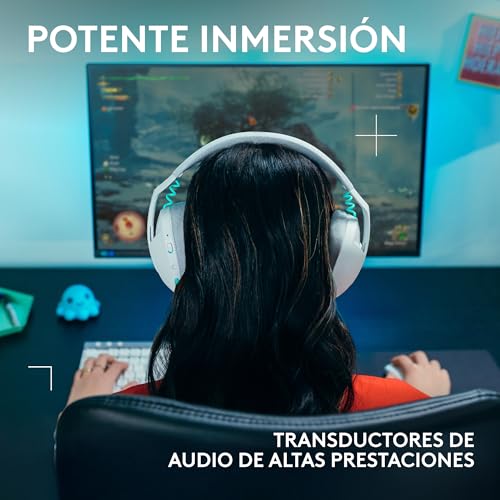 Detalle de Logitech G G321 Lightspeed: auriculares inalámbricos gaming en blanco