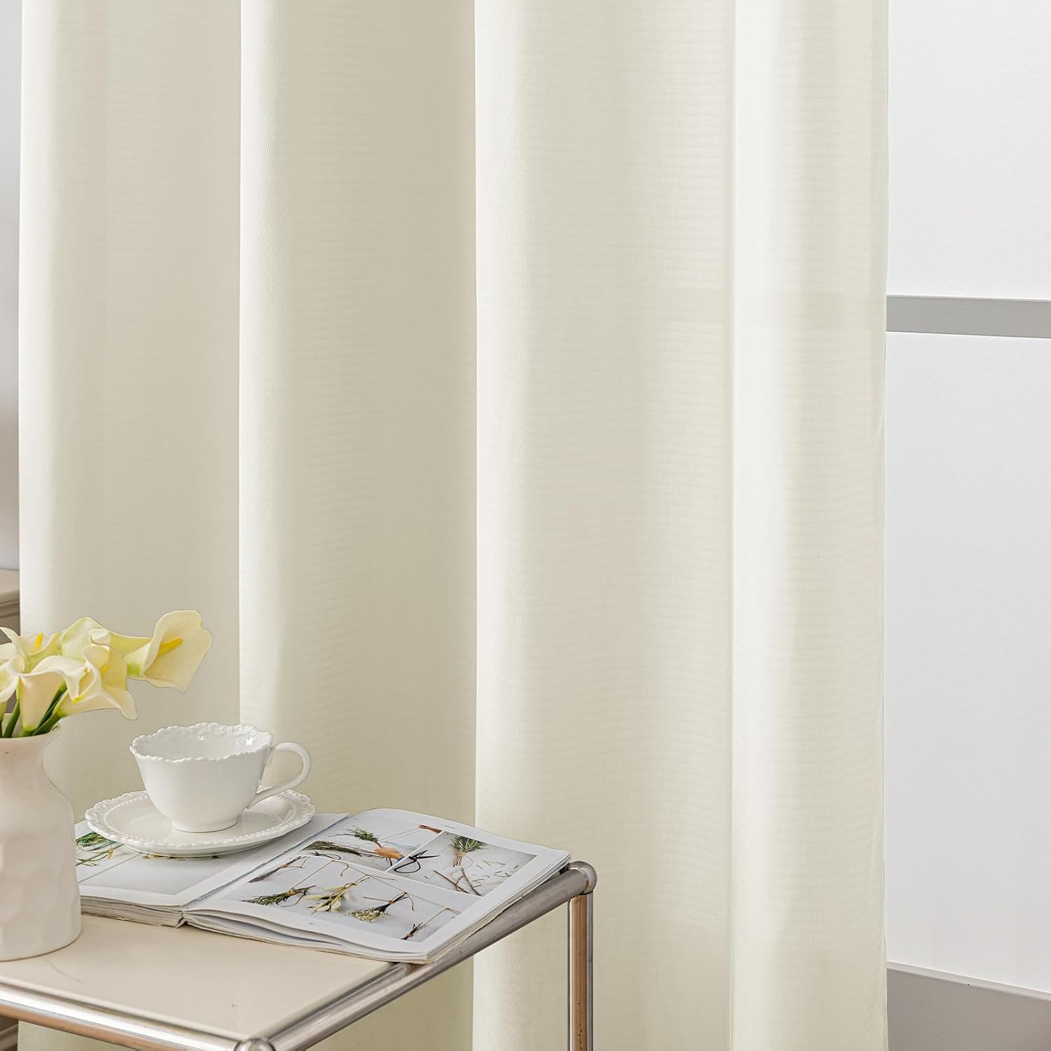 Detalle 1 de Ystyle Rideau Voilage Lot de 2 140x280cm Beige
