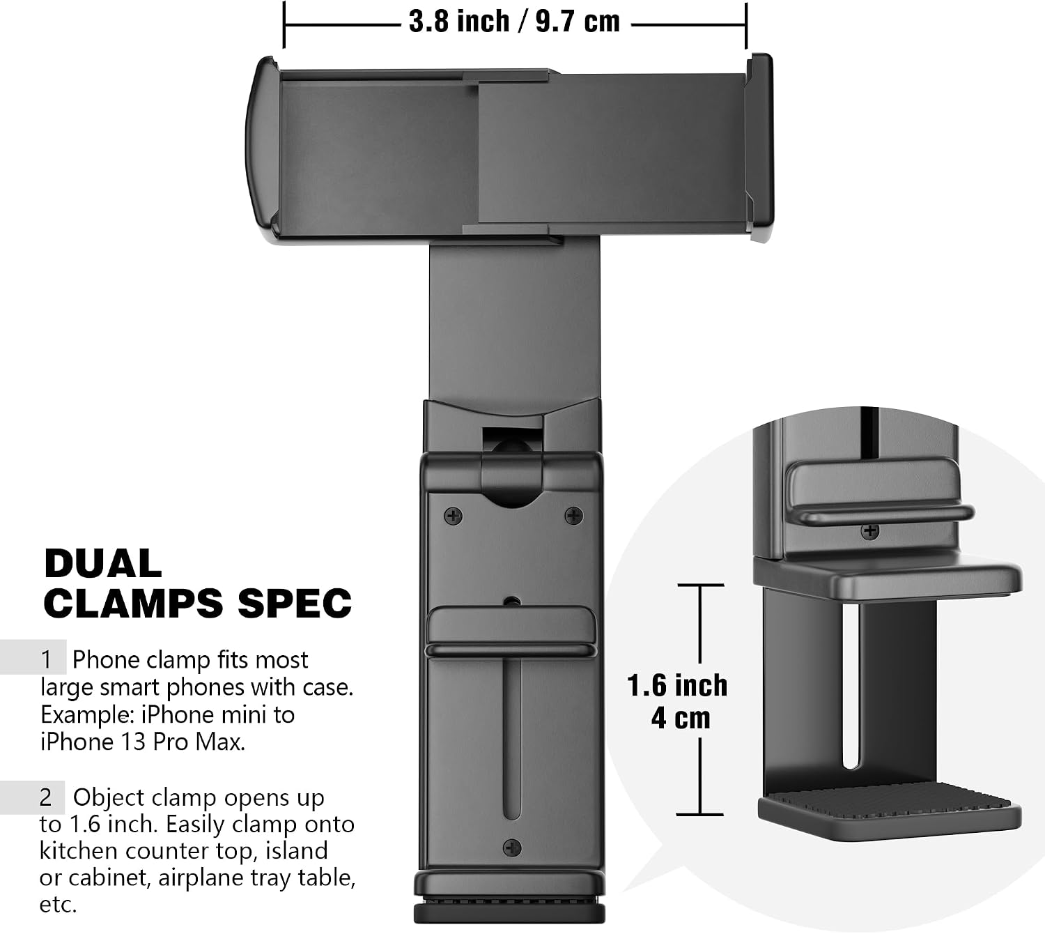 Detalle de Perilogics Universal In-Flight Airplane Phone Holder Mount with Dual 360° Rotation